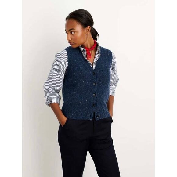 NWT Alex Mill Donegal Navy Wool Blend Cardigan Vest Medium - Picture 1 of 12